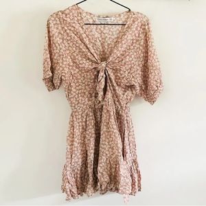 FAITHFULL THE BRAND Pink Rose Tie Dress